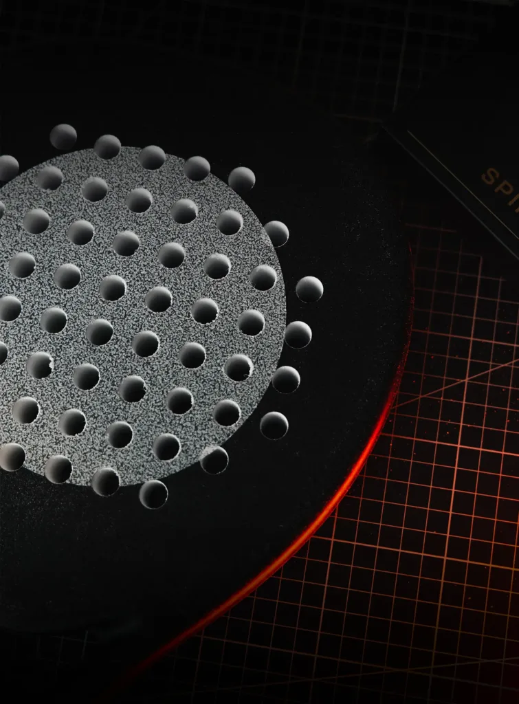 The rough surface of 4on SpinMax on a padel racket